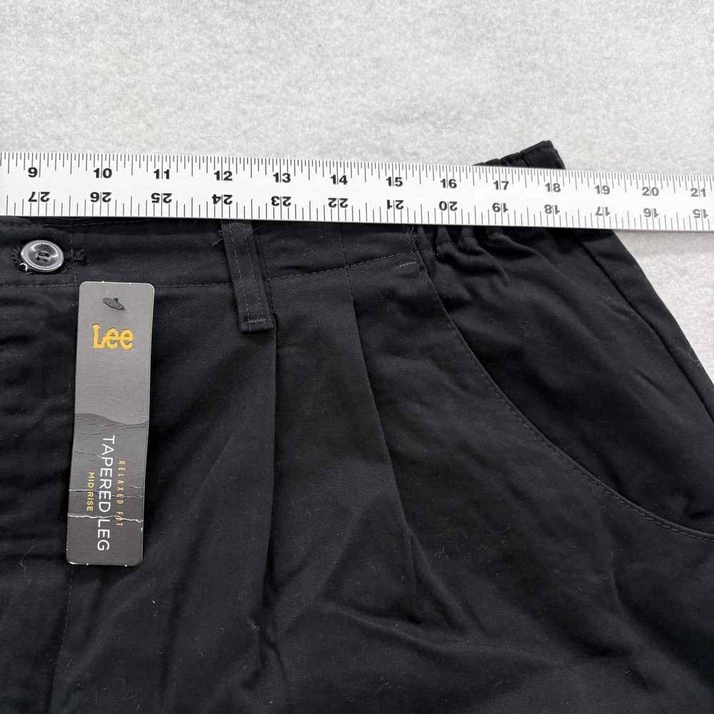 Lee Relaxed Tapered Leg Pants Womens 20W Tall Black Pleated Twill Chino Stretch - Picture 3 of 10